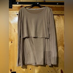 Women's Tan Long Sleeve Nursing Top